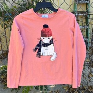 Hanna Andersson Pink Cat Long Sleeve Tee US 14-16